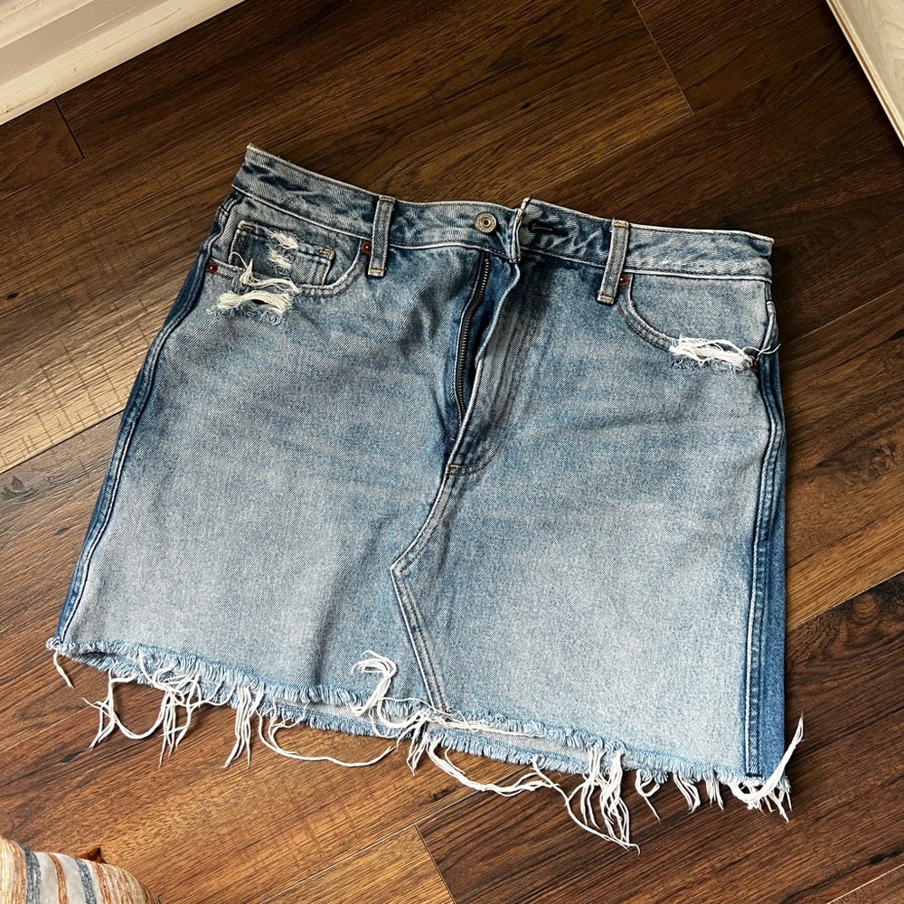 Abercrombie & Fitch Blue Denim A-Line Skirt